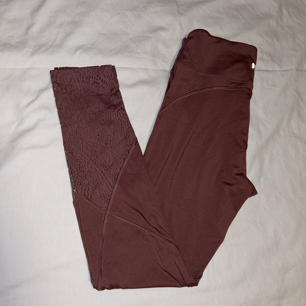 NWT PINK women's small leggings mauve color calf‎ eyelet design